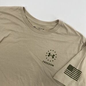 Under Armour Freedom HeatGear T Shirt Mens 3XL Tan Tactical Military USA Utility